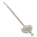 American Diamond Studded Rose Gold Plated Crystal Maang Tikka for Women and Girls
