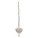 American Diamond Studded Rose Gold Plated Crystal Maang Tikka for Women and Girls