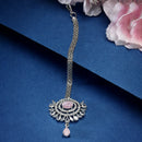 American Diamond Studded Rose Gold Plated Crystal Maang Tikka for Women and Girls