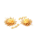 Yellow & White Pearl Gota Patti Flower Jewellery Set Combo