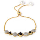 Black & White Gold Plated Stone American Diamond Studded Jewellery Set Combo