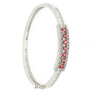 Minimal Round Red AD Stone Contemporary Cuff Bracelet