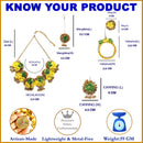 Gold-Plated Yellow-Green Gota Patti Floral White Pearls Beaded Haldi & Mehendi Jewellery Set with Maang Tikka & Haathphool Ring