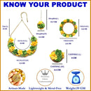 Gold-Plated Green-Yellow Gota Patti Floral White Pearls Beaded Haldi & Mehendi Jewellery Set with Maang Tikka & Haathphool