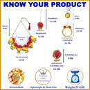 Gold-Plated Red-Yellow Gota Patti Floral White Pearls Beaded Haldi & Mehendi Jewellery Set with Maang Tikka & Haathphool Ring