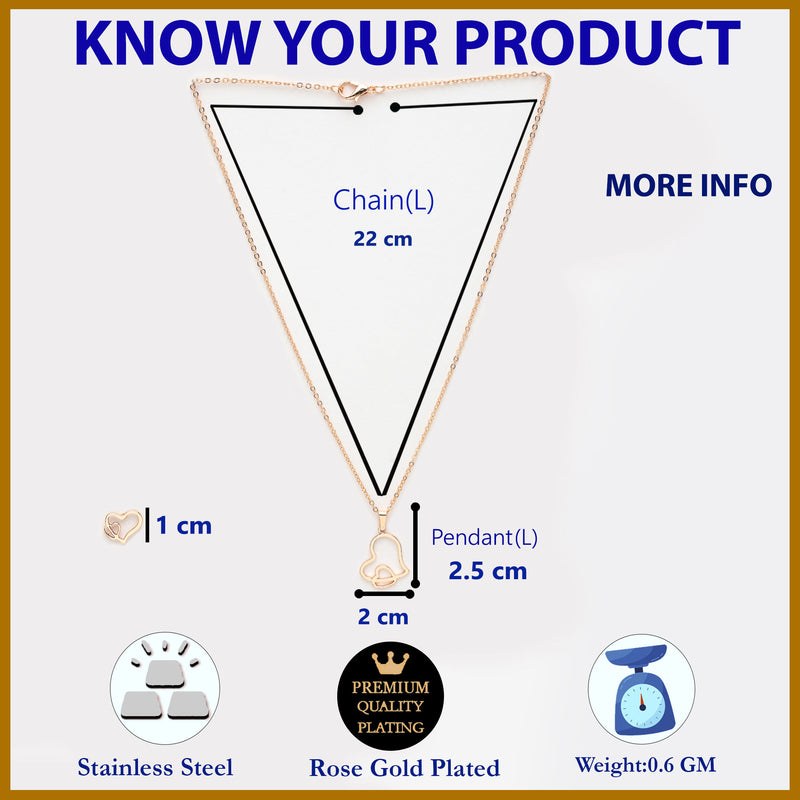 Rose Gold Plated with Stylish Heart Shaped Stainless Steel Pendant Set