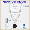 Rhodium Plated with Square Star Design & White American Diamond Stone Studded Jewellery Set