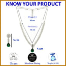 Rhodium Plated Silver Toned Teardrop Shaped Green American Diamond Studded Necklace Set