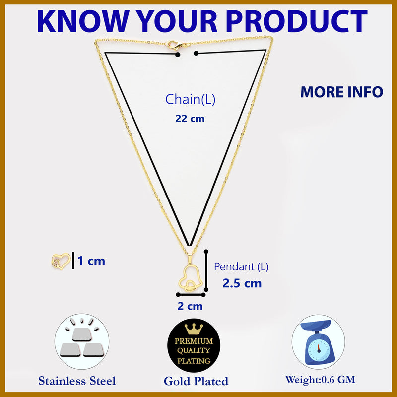 Gold Plated with Stylish Heart Shaped Stainless Steel Pendant Set
