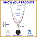 Rhodium Plated Silver Toned  Red American Diamond Studded Jewellery Set