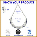 Rhodium Plated Silver Toned Blue American Diamond  Studded Classic Necklace With Floral Drop Earrings