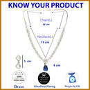 Rhodium Plated Royal Blue White American Diamond Stone Studded Jewellery Set