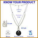 Rhodium Plated Silver Toned Crystal White American Diamond Studded Necklace Set