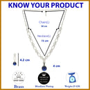 Rhodium Plated Silver Toned Royal Blue American Diamond Studded Jewellery Set