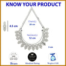 Rhodium Plated Silver Toned Marquise Shaped White American Diamond Studded  Necklace With Matching Drop Earrings