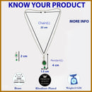Rhodium Plated with Green Tear Drop Shape American Diamond Studded Pendent Set