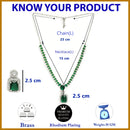 Rhodium Plated Silver Toned Green American Diamond Studded Jewellery Set