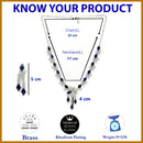 Rhodium Plated Silver Toned Blue American Diamond Studded Necklace Set