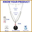 Rhodium Plated Silver Toned Teardrop Shaped Pink American Diamond Studded Necklace Set