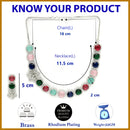 Rhodium Plated Silver Toned Multicoloured Cussion Cut AD Studded  Necklace With Matching Drop Earrings