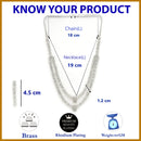 Rhodium Plated Silver Toned Floral Design White AD Studded  Necklace With Matching Drop Earrings