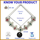 Oxidized Plated with Silver Filigree Design Red & Green Stone Studded Jewellery Set