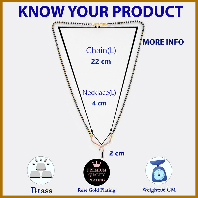 Rose Gold Plated with White American Diamonds Studded Mangal Sutra