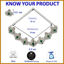 Oxidized Plated with Silver Filigree Design Green Stone Studded Jewellery Set