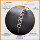 Rhodium Plated Square & Teardrop Red AD Stone Contemporary Wrap Bracelet