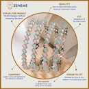 Rhodium Plated Silver Toned Sea Green & Pink Rectangle AD Studded Set Of 4 Stylish Bangles