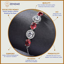 Rhodium Plated Silver Toned White Round & Red Oval AD Studded  Wraparound Adjustable Bracelet