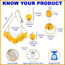 Gold-Plated Yellow Gota Patti Floral White Pearls Beaded Haldi & Mehendi Jewellery Set with Maang Tikka & Haathphool Ring