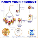 Gold-Plated Pink-Yellow Floral White Pearls Beaded Haldi & Mehendi Jewellery Set with Maang Tikka & Haathphool Ring