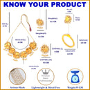 Yellow & White Pearl Gota Patti Flower Jewellery Set Combo