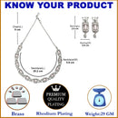 Rhodium-Plated Pink American Diamonds Studded Cubical Necklace & Earrings Jewellery Set