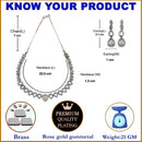 Rose Gold-Plated Gunmetal Toned White American Diamonds Studded Spheroid Necklace & Earrings Jewellery Set