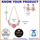 Rose Gold-Plated Red American Diamonds Studded Floweret Necklace & Earrings Jewellery Set