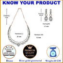 Rose Gold-Plated Gunmetal Toned White American Diamonds Studded Ovate Shaped Necklace & Earrings Jewellery Set