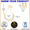 Gold-Plated White American Diamond Studded Hexagon Shaped Necklace with Earrings Jewellery Set