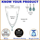 Silver-Plated Blue & White Cubic Zirconia Studded Teardrop Shaped Necklace with Earrings Jewellery Set