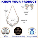 Rose Gold-Plated Blue Cubic Zirconia & White Pearls Studded Jewellery Set