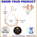 Rose Gold-Plated White American Diamond Studded Oval Shaped Necklace with Earrings Jewellery Set