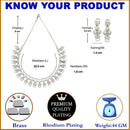 Rhodium-Plated Pink American Diamonds Studded Voguish Necklace & Earrings Jewellery Set