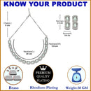 Rhodium-Plated Sea Green American Diamonds Studded Quadrate Shaped Necklace & Earrings Jewellery Set