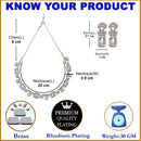 Rhodium-Plated Pink American Diamonds Studded Boxy Necklace & Earrings Jewellery Set