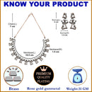 Rose Gold-Plated Gunmetal Toned White American Diamonds Studded Cordate Necklace & Earrings Jewellery Set