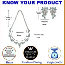 Silver-Plated Blue Cubic Zirconia & White Pearls Studded Jewellery Set