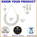Rhodium-Plated Green American Diamonds Studded Voguish Necklace & Earrings Jewellery Set