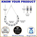 Rhodium-Plated Navy Blue American Diamonds Studded Cubical Necklace & Earrings Jewellery Set