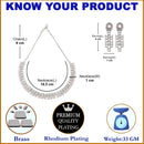 Rhodium-Plated Pink Round Shape American Diamonds Studded Necklace & Earrings Jewellery Set